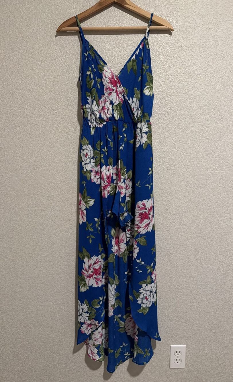 NEW As U Wish Boho Maxi Romper Coastal Hippie Festival 90s Y2K Floral Blue S